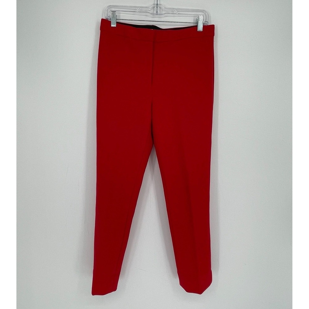 Ann Taylor Women's‎ Red Flat Front Ankle Length Slim Fit Stretch Trousers Size 6